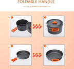Camping Cookware Set Lightweight Portable Camping Pan Kettle Cups Outdoor Spoon Fork Cutter Outdoor Tableware for Picnic Hiking (Color : Orange) (Black)
