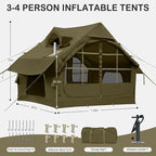 Inflatable Tents for Camping - Easy Blow Up Glamping Tent with Hand Pump, Waterproof PVC Air Inflatable Tent House for Family Weekend Camping