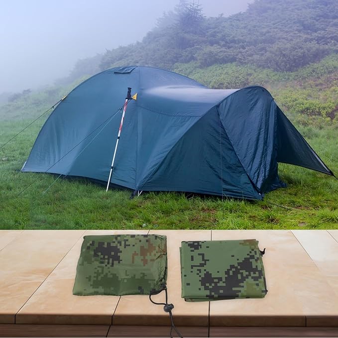 Tent Tarp for Camping - Rain Shelter with 6 Tie Points, Hiking Tarp with Tie Points, Backpacking Rain Fly, Beach Shade Tarp, Picnic Ground Cover, 100x145cm, 210T Polyester(Camouflage)