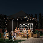 COBIZI 13x13 Pop Up Canopy Tent Heavy Duty with Sidewalls & Auto-Extending Eaves Outdoor Gazebo Easy Up for Backyard Party Commercial Events, All Weather Waterproof UV 50+ (Leg Upgraded) Black