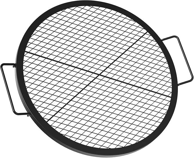 onlyfire Round Fire Pit Grill Grate, Heavy-Duty Steel Cooking Grate with X-Marks Design, Portable Campfire Grill for Outdoor BBQ, Camping, Picnics - 24 Inch