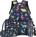 Cute Dinosaur Backpack with Lunch Bag Blue Bookbag Lightweight Trendy Kids Bookbag and Lunch Box Set Boys 4 Pcs School Bag for Boys 7-8 Hiking Daypack Travel Back to School Gifts