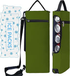 Golf Cooler Bag Plus Ice Pack Soft Sided Insulated Cooler Bag- Holds 6 Pack of Cans or 2 Wine Bottles - Grey Camo Golf Beer Sleeve Black Fits Discreetly in Golf Bags