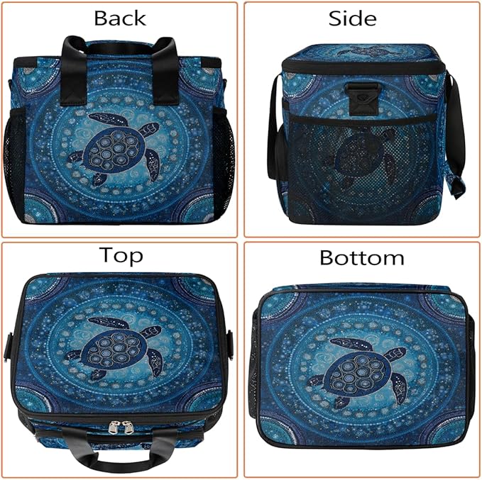 Boho Mandala Turtle Soft Cooler Bag Insulated Lunch Box for Men & Women, Large Leakproof Lunch Bag Portable Beach Cooler for Work, Picnic, Road Trips,Fishing, Travel, Camping,A-3