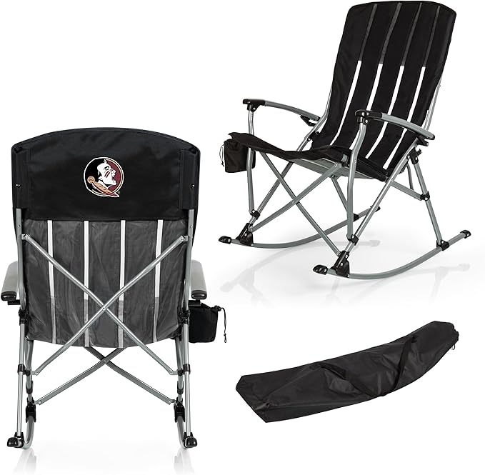 Picnic TIME NCAA Unisex-Adult NCAA Outdoor Rocking Camp Chair, XL Heavy Duty Camping Chair for Adults