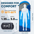 PTEROMY Sleeping Bags for Adults, Lightweight and Machine Washable, Water Resistant Backpacking Camping Sleeping Bag for Warm Cold Weather, Camping Essentials for Hiking Travel