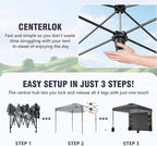 8X8 Pop Up Canopy Tent,Removable Pockets Sidewall for Extra Storage,Easy Up Canopy,Heavy Duty One Person Set Up Event Tent,Grey