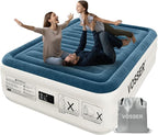 Queen Air Mattress with Built-in Pump,18''Fast & Easy Inflation/Deflation Inflatable Mattress, Foldable Blow Up Mattress with Storage Bag, Inflatable Bed for Home, Camping & Guests
