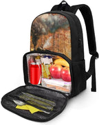 Hiking Daypack Cooler Backpack for Kids & Adults Scratches-Proof Insulated Cooler Lunch Backpack School Bookbag Meal Bag for School Travel Picnic, Thanksgiving Gift, Tain Maple Leaves