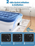 Twin XL Air Mattress with Built-in Pump, 18" Raised Comfort, 80“ Length, 48Hr Leak-Proof Test, Upgraded Honeycomb Pillar Design, Supports 500 lbs, 2-Min Inflation for Home Guests-Blue