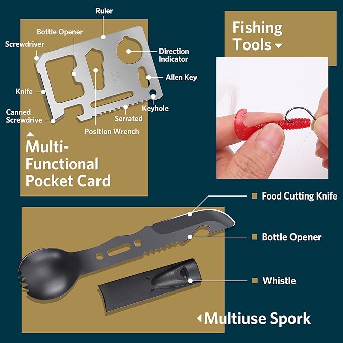Gifts for Christmas Survival Kits for Men Dad Husband Him, 13 in 1 Survival Gear and Equipment Tactical Tools for Camping Hiking Hunting Outdoor Adventure, Cool Birthday Idea