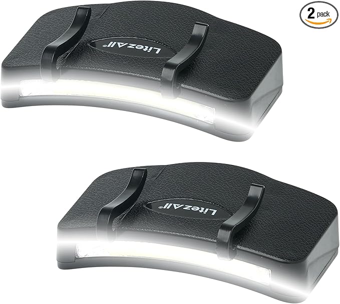 LitezAll Clip On Cap Light Headlamp - Bright LED Cap Light for Hands Free Outdoor Work, 2 Pack