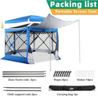 COBIZI 12x12FT Pop Up Gazebo Screen Tent Screen House for Camping, Screen Room with Mosquito Netting, Hub Tent Instant Screened Canopy with Carrying Bag and Ground Stakes, Blue