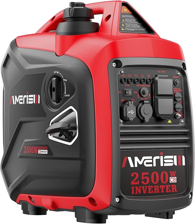 2500-Watt Gas Powered Portable Inverter Generator for Home Use - Ultral Light for RV and Camping, CO Sensor, Outdoor and Home Backup, Long Run Time