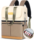 Backpack Cooler with Double Decker & 12 Ice Packs- Keeps 36 Cans Cold for Up to 24 Hours- Waterproof & Leak Proof Insulated Cooler Backpack- Stylish Cooler Bookbag for Women Travel Work Beach