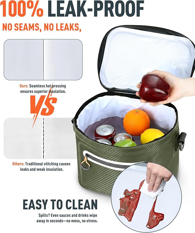 Soft-Sided Cooler Bag, 8/16 Can Insulated Lunch Box, Waterproof, Leak-Proof, Portable Lunch Bag for Work, Beach, Drink, Travel, Camping, Picnic, Gift