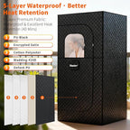 Sauna Box - Portable Sauna for Home with Upgraded 3L 1500W Steamer, Folding Chair and Non-Slip Mat for Relaxation Spa, 5-Layer Waterproof & Insulated Steam Saunas Tent, 3 * 3 * 6ft, Larger (Black)