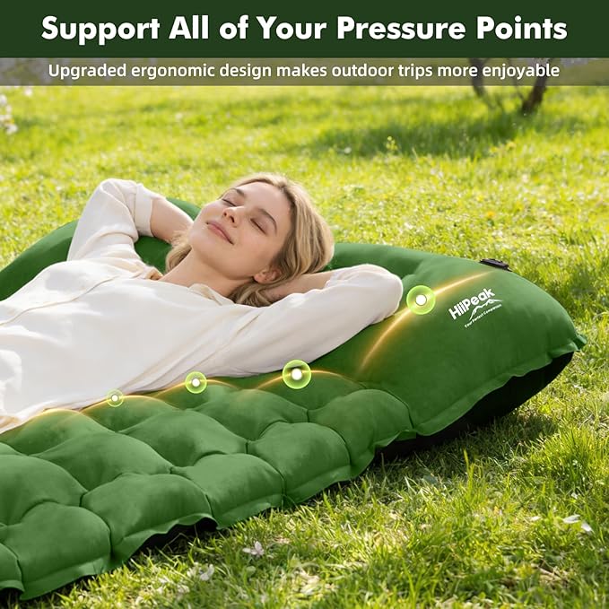 HiiPeak Camping Sleeping Pad, Ultralight Camping Mat with Pillow, Built-in Foot Pump Inflatable Sleeping Pads Compact for Camping Backpacking Hiking Traveling Tent