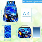17" Cars Backpack for Boy, 3Pcs Lightning Bookbag for Elementary Preschool Kindergarten, Kids School Backpacks with Lunch Box (Blue)