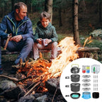 Camping Tableware Set 4 Person Outdoor Picnic Cooking Supplies with Bucket Bowl Pans Fold Knife Fork Cookware 29PCS Kit