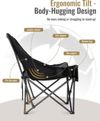KingCamp Oversized XL Camping Chair, Heavy Duty 500lbs Folding Couch for Adults, Padded Large Comfortable Sofa Seat with Cooler Bag Cup Holder for Outdoor Sports Fishing Patio Lawn