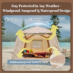 Easy Setup Inflatable Camping Tent, Waterproof 4 Season Air Tent with Hand Pump, Oxford Glamping Tent for 4/6/8 Adults