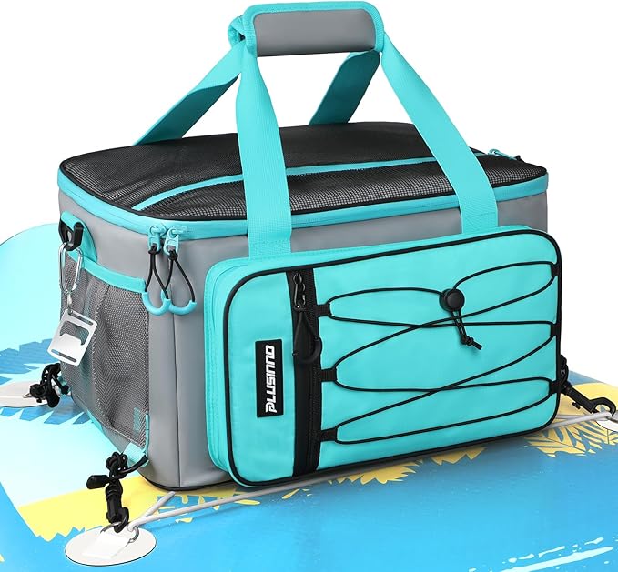 PLUSINNO Paddle Board Cooler, Waterproof SUP Cooler Durable PVC Material, Paddle Board Bag with TPU Zipper, 12-Pocket Fits 42 Cans, Paddle Board Accessories for Beach, Camping, Kayaking