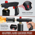 Propane Torch Gun，Flame Thrower,Cooking Blow Torch Gun with a Safety Lock,Charcoal Lighter,Adjustable Kitchen Torch Gun for Campfire，Grill, Sous Vide, BBQ (Tank Not Included)