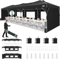 COBIZI 10x30 Pop Up Canopy Tent, Outdoor Party Tent with 5 Sidewalls, 1 Person Easy Set up, Tents for Parties with Fluorescent Strip & 4 Sandbags, Waterproof UPF50+, 3 Adjustable Height, Black