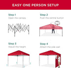 Best Choice Products 10x10ft Pop Up Canopy Tent with Sidewall, 1 Person 1 Minute Set Up, Carry Case, 4 Weight Bags - Red