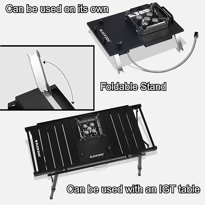 Blackdog Camping Stove,IGT portable Gas stove,7200w/24500Btu,Windproof flap,Electronic ignition,Fire power adjustment,Backpacking,Folding,Compatible with ISOBUTANE