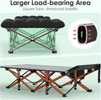 Suteck Camping Cot, Folding Camping Cot Bed for Adults Sleeping 1200D Double Layer Oxford Portable Folding Outdoor Cots for Camping W/Soft Pad Carry Bag for Home Office Nap Beach Travel