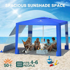 Rhino Valley Beach Cabana, 8*8FT Beach Tent UPF50+ Protection, Easy Setup Beach Canopy Wind Resistant with Cup Holder,Compact Beach Shade Foldable Beach Tent Sun Shelter for Whole Family Friend,Indigo