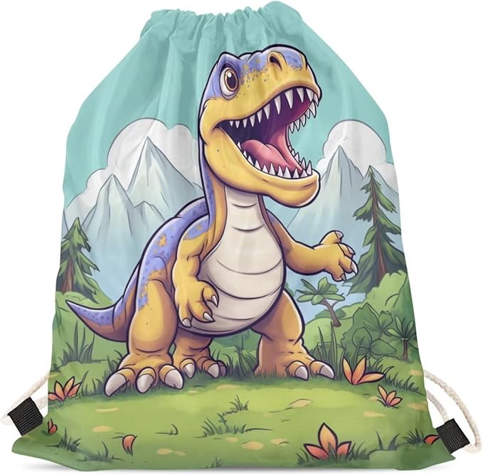 Upetstory Dinosaur Drawstring Backpack String Gym Bag Lightweight Training Gymsack Sport Sack Pack Hiking Daypacks Drawstring Trainer Bag Toy Storage Pouch