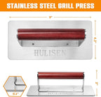 HULISEN Stainless Steel Bacon Press, 9 Inch Large Heavy Duty Burger Press with Wood Handle, Non-stick Grill Press for Griddle, Steak Weight Griddle BBQ Accessories for Panini, Sandwiches, Gift Package