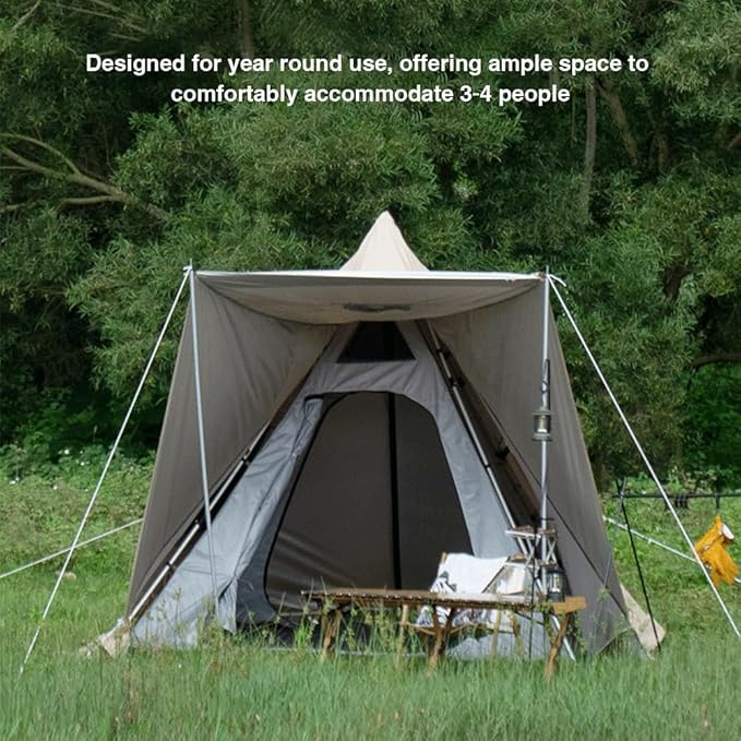Outdoor Pyramid-Shaped Camping Tent Fully Automatic Tent Oxford Cloth Waterproof Backpacking Tent
