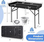 Giantex 4 FT Folding Ice Cooler Table with Drain & Bucket, Removable Skirt, No Assembly, Portable Fill and Chill Table for Food Drink Beverage, Foldable Party Ice Bin for Camping BBQ, Black