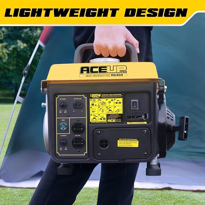 Aceup Energy 1200W Gas Generator, Small Lightweight Generator for Home Use, EPA Compliant