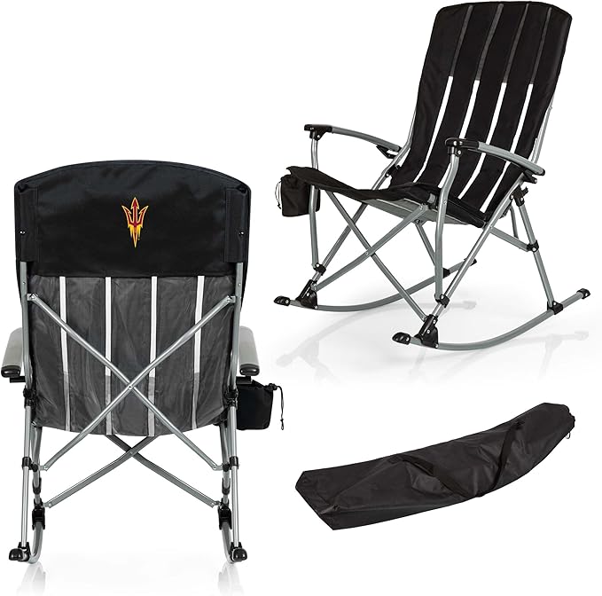Picnic TIME NCAA Unisex-Adult NCAA Outdoor Rocking Camp Chair, XL Heavy Duty Camping Chair for Adults