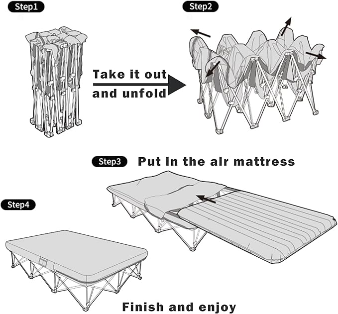 Naturehike CosyWild 2 Person Camping Cot Frame Only, Air Mattress Not Included, Folding Full Size Camping Bed Frame with Side Pocket and Carry Bag