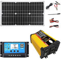 6000W Solar Power System Kit - 12V to 110V/220V Inverter, 18W Dual USB Solar Panel, 30A Charge Controller, Ideal for RV Camping, Off-Grid Outdoor Travel Power Supply (Yellow)