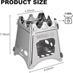 Portable Camping Wood Stove - DOYOXIGO Folding Wood Burning Stove Stainless Steel Camp Stove, Lightweight Backpacking Stove for Outdoor Hiking Camping Traveling Picnic BBQ