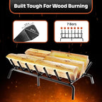 Idzo Cast Iron Fireplace Grate 24 inch, 3/4" Bar Fireplace Log Grate with Additional Leg for Sturdy Stand & Better Air Flow, Quick Assembly Fireplace Wood Grate for Indoor & Outdoor