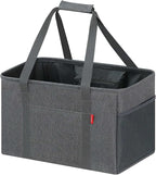 LHZK Standing Utility Tote Bag with Metal Wire Frame and the Sides Rinforced, Large Tote Bag with Handle, Reusable Grocery Bags Foldable, Beach Bag, Car Tote (Grey, 18.5''x11.8''x11.5'')
