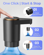 Water Jug Pump for 5 Gallon Bottle – Portable Electric USB-C Charging Dispenser, Dual Powerful Motors, Fast Flow, Fits 2-5 Gallon Jugs – Ideal for Home, Office, Camping, RV, Black