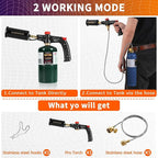 POWERFUL Grill Torch Charcoal Torch Lighter, Campfire Starter with Stainless Steel Hose&Hook, Sous Vide,Kitchen torch,Grill & Cooking Propane Torch Charcoal Starter, BBQ(Fuel Not Included)