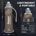 Collapsible Squeeze Water Filter Bottle - 1000ml with Filter with NSF/FDA Certification Befree or Peak Series replacement for Hiking,Running,Camping,Travel,Cycling,Fishing,BPA-Free(Gray)