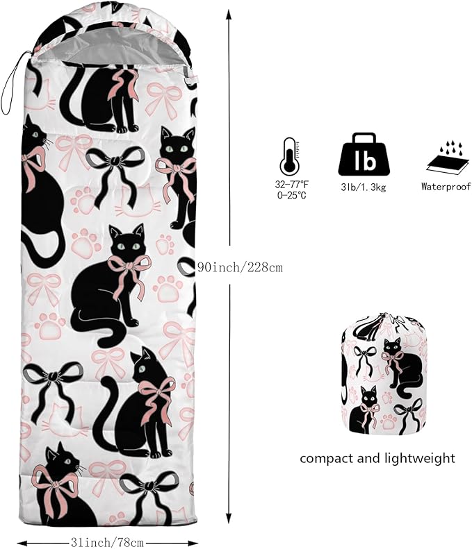 AILONEN Kawaii Panda Sleeping Bags,Lightweight & Waterproof,3 Season Warm & Cool Weather,Dreamy Purple Flower Animal Themed Sleeping Bags for Boys,Girls,Kids,Adults Travelling,Outdoors