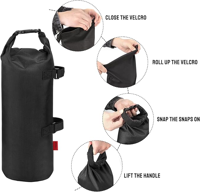 YOOFAN Heavy Duty Sand Bags for Canopy Legs (Set of 4) – 1680D Waterproof Oxford Fabric with Upgraded Hook & Loop Straps – Ideal Weights for Tent, Gazebo, Bounce House