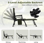 Goplus Oversized Foldable Fishing Chair for Adults, Heavy Duty All-Terrain Camping Chair with Detachable Footrest, Padded High-Back, Armrest, Adjustable Feet, Portable Recliner for Outdoor Patio Beach